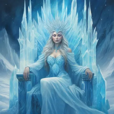 Frost goddess on ice palace throne