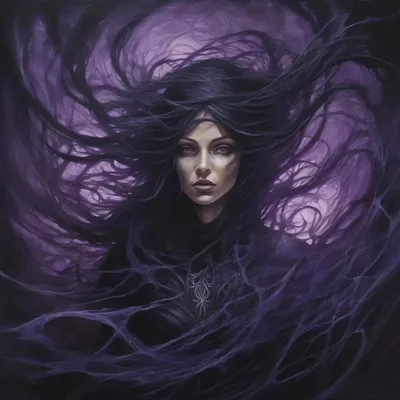 Shadow sorceress wielding dark magic