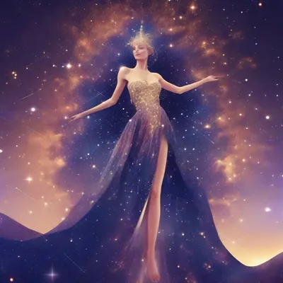 Star goddess formed from constellations