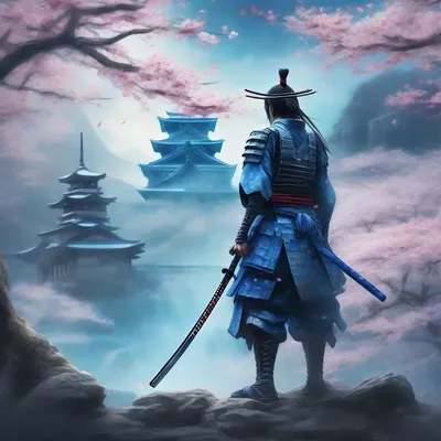 Ghost samurai spirit in castle ruins
