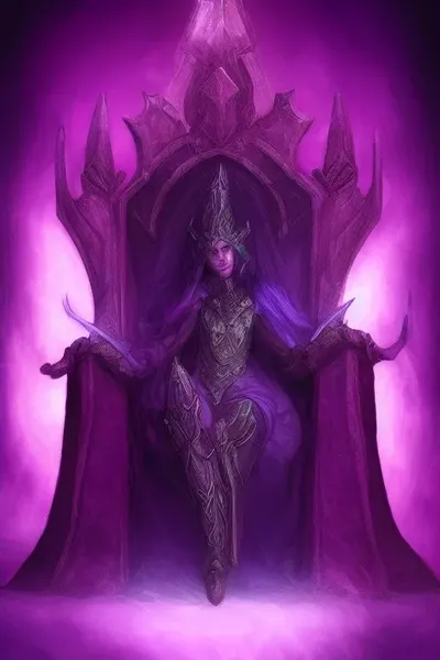 Dark elf queen on obsidian throne