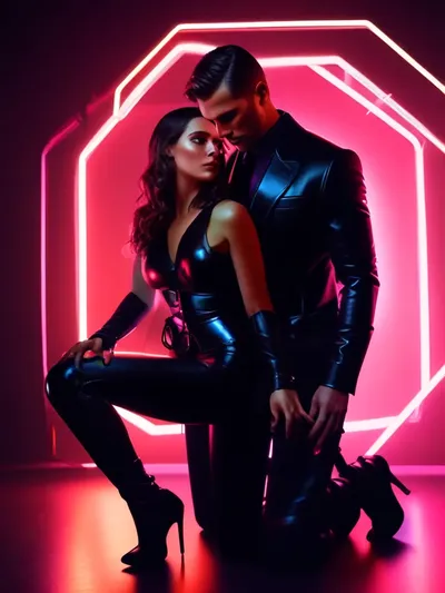 AI-generated femdom image