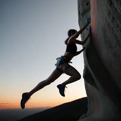 Rock climbing portrait at sunset