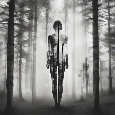 Double exposure nature figure art