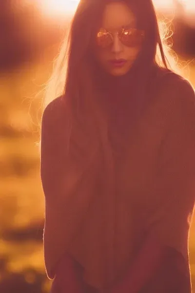 Fashion portrait in golden hour light