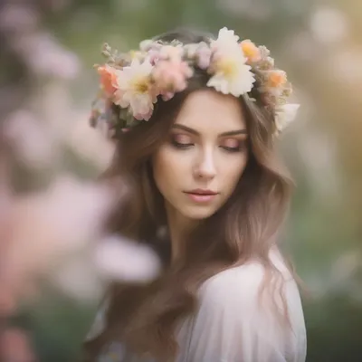 Botanical garden portrait with flowers