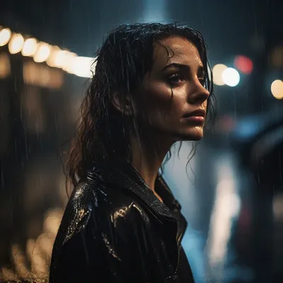 Cinematic rain portrait photography