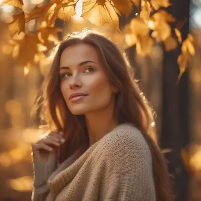 Autumn forest portrait with golden light