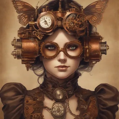 Steampunk portrait with brass details