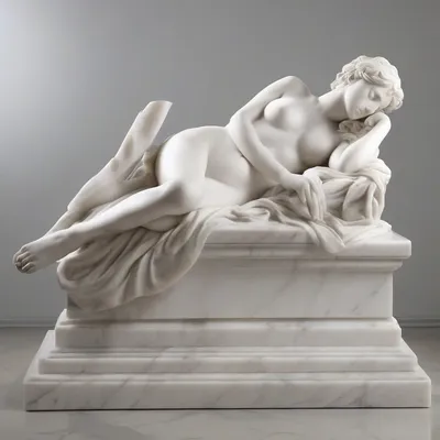 Neoclassical reclining marble nude sculpture