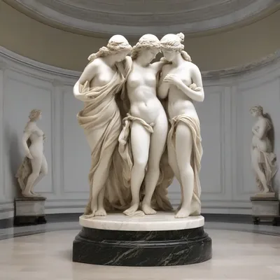 Three Graces marble sculpture group