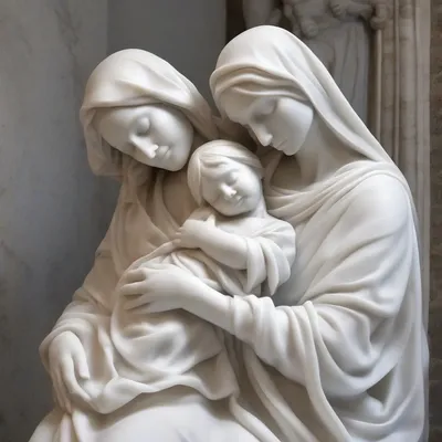 Marble pietà mother and child