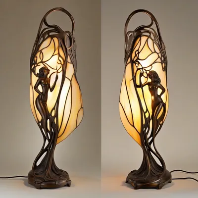 Art Nouveau bronze lamp figure
