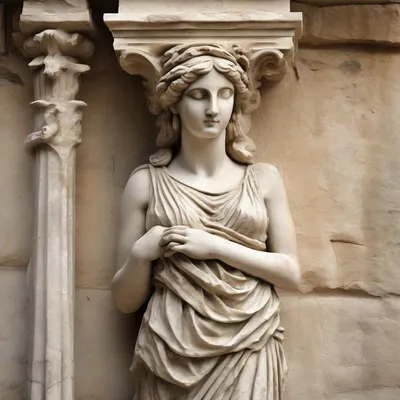 Greek caryatid marble column